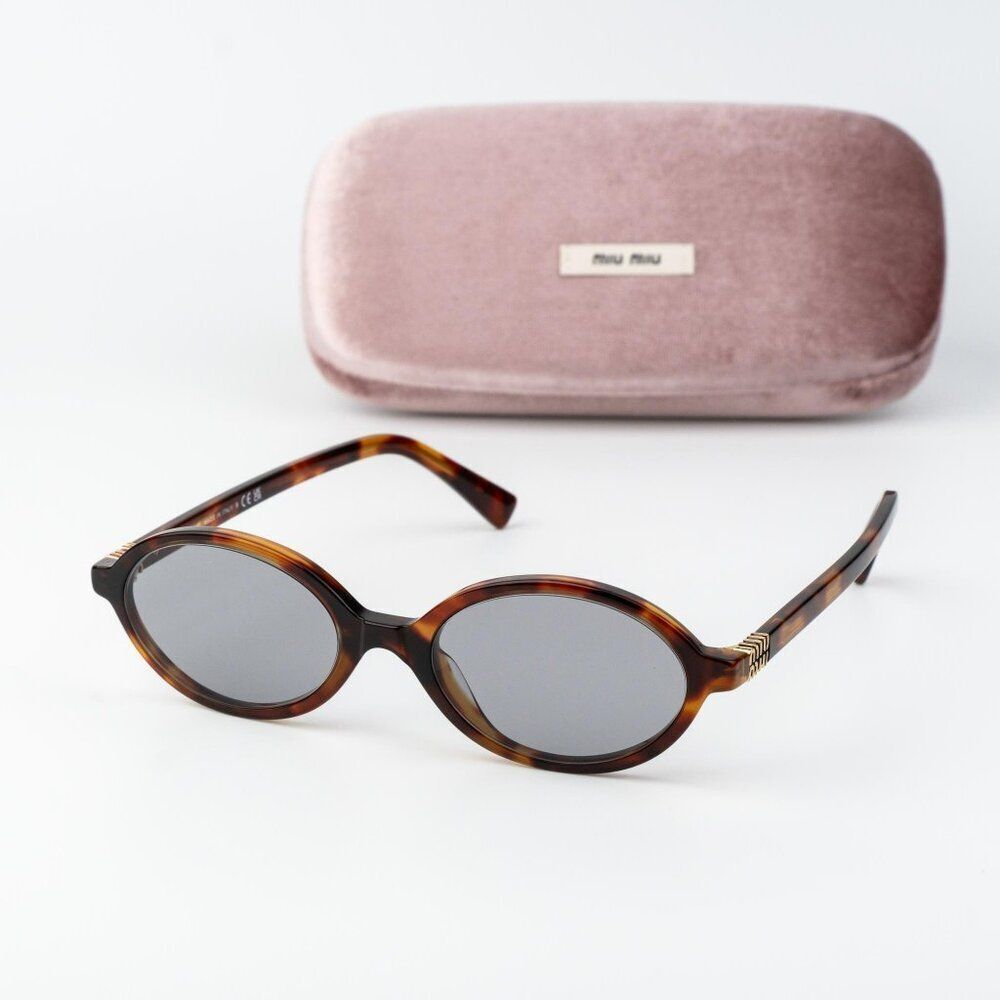Miu Miu REGARD Women Sunglasses Havana Mahogany Grey MU04ZS 21C40O NEW AUTHENTIC